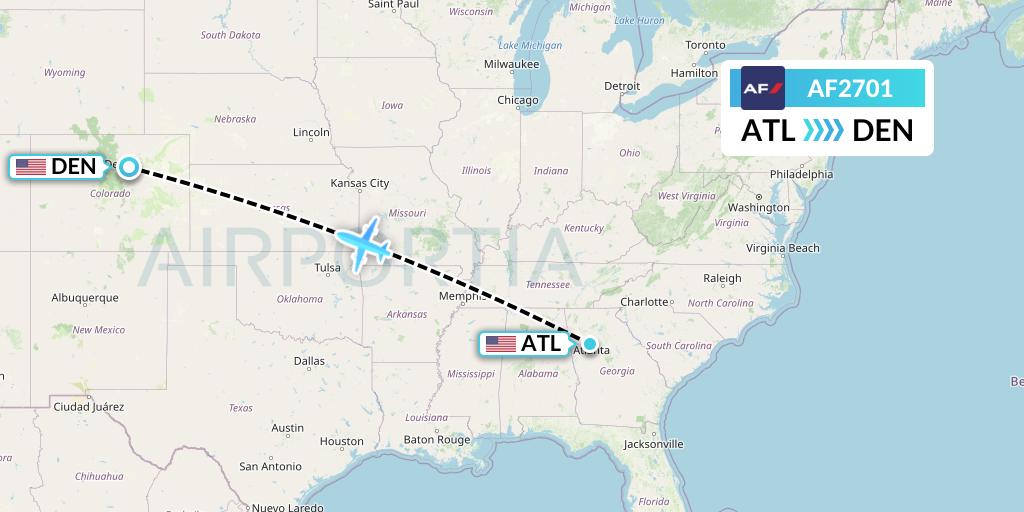 AF2701 Air France Flight Map: Atlanta to Denver