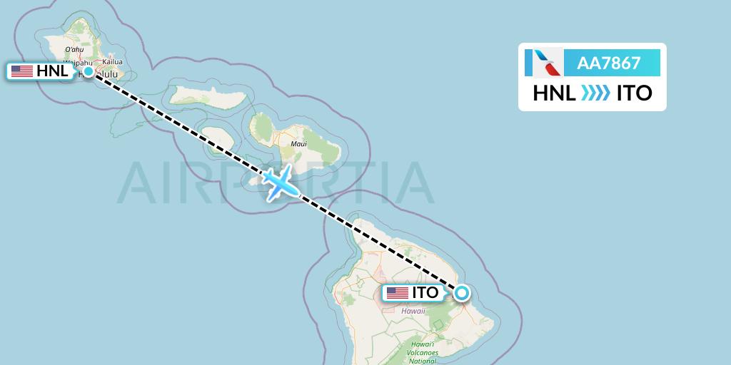 AA7867 American Airlines Flight Map: Honolulu to Hilo
