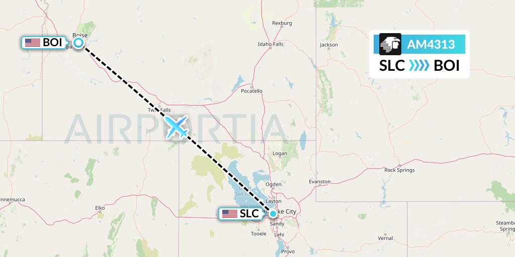 AM4313 Aeromexico Flight Map: Salt Lake City to Boise