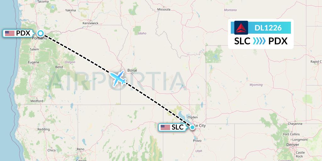 DL1226 Delta Air Lines Flight Map: Salt Lake City to Portland