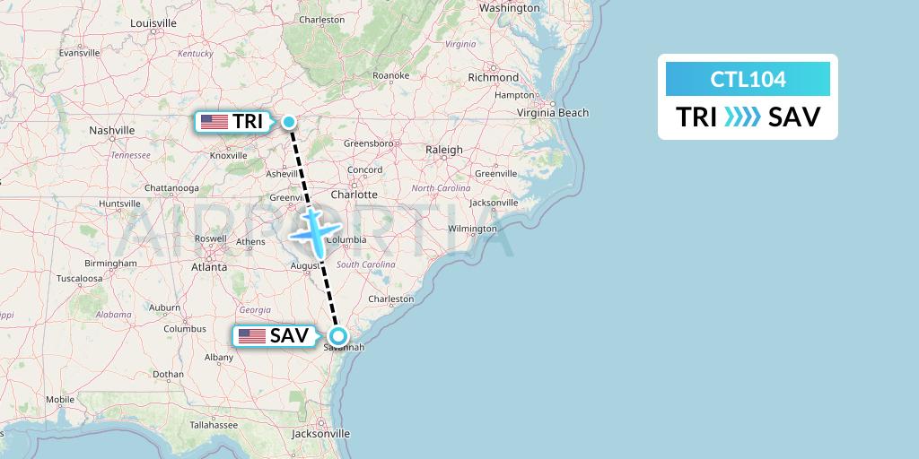 CTL104 Flight Status Central Airlines Blountville to Savannah