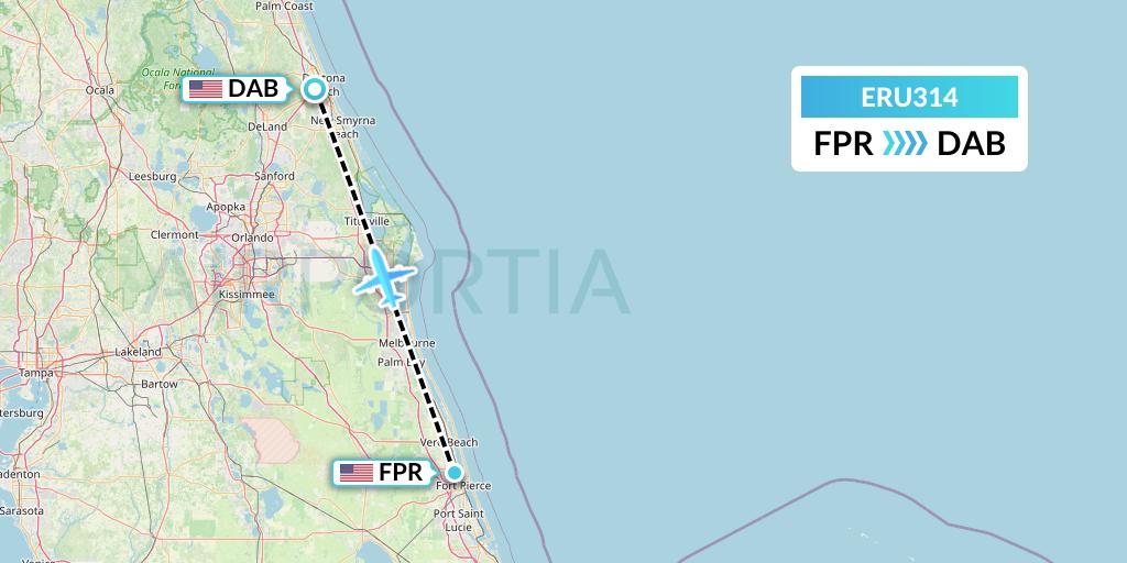 ERU314 Embry-riddle Aeronautical University Flight Map: Fort Pierce to Daytona Beach