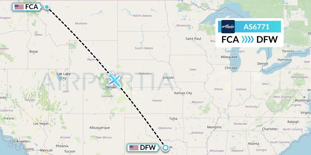 AS6771 Alaska Airlines Flight Map: Kalispell to Dallas