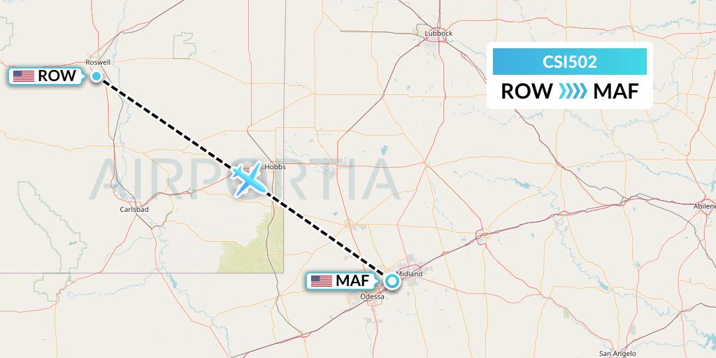 CSI502 Csi Aviation Flight Map: Roswell to Midland