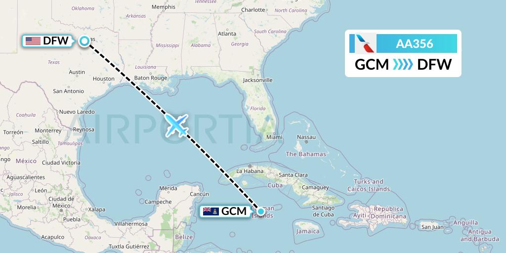 AA356 American Airlines Flight Map: George Town to Dallas