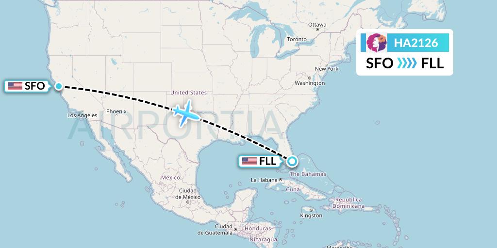 HA2126 Hawaiian Airlines Flight Map: San Francisco to Fort Lauderdale