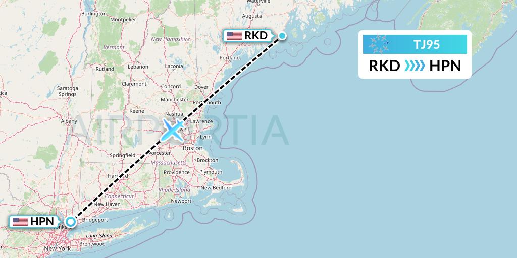 TJ95 Tradewind Aviation Flight Map: Rockland to White Plains