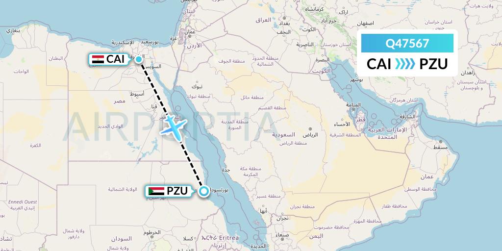 Q47567 Euroairlines Flight Map: Cairo to Port Sudan