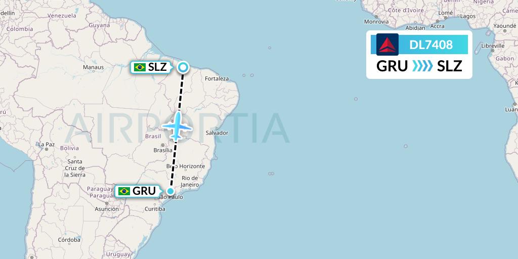 DL7408 Delta Air Lines Flight Map: Sao Paulo to Sao Luis
