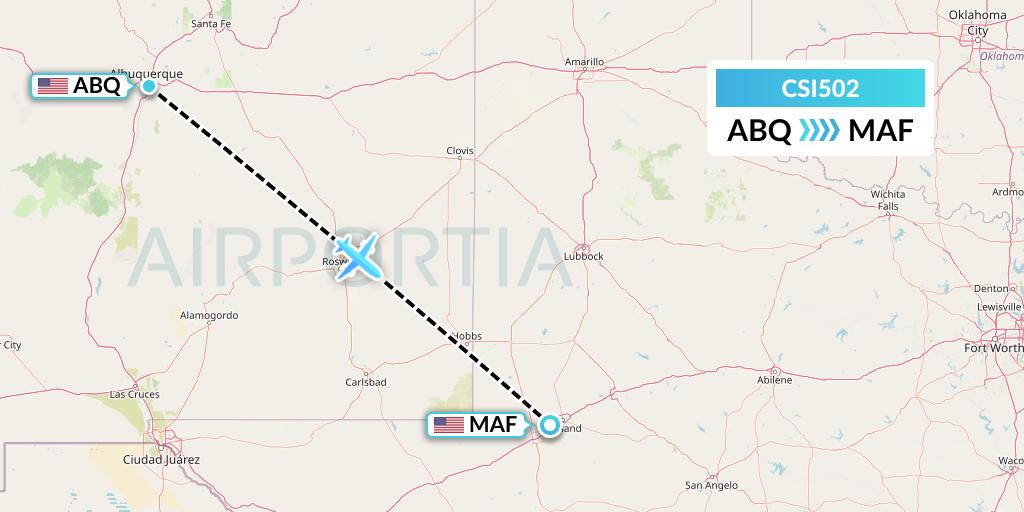 CSI502 Csi Aviation Flight Map: Albuquerque to Midland