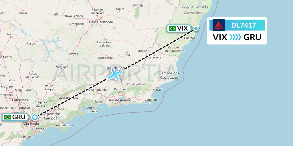 DL7417 Delta Air Lines Flight Map: Vitoria to Sao Paulo