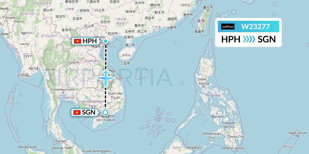 W23277 Flex Flight Flight Map: Haiphong to Ho Chi Minh City