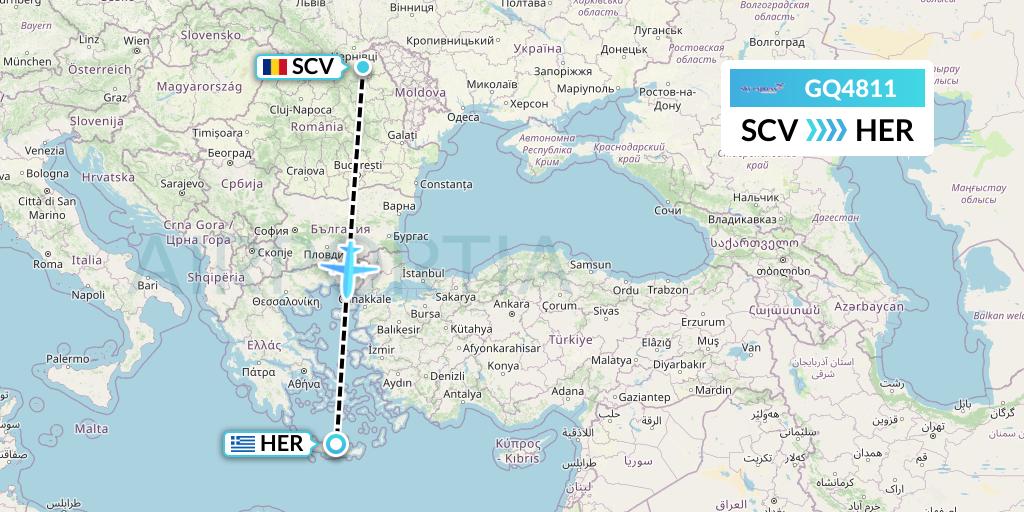 GQ4811 Sky Express (Greece) Flight Map: Suceava to Heraklion
