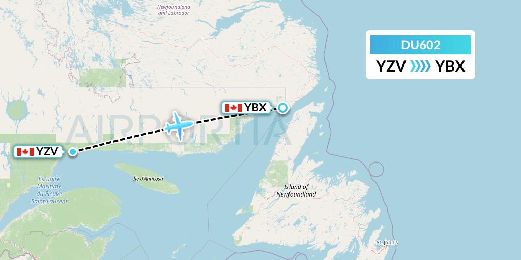 DU602 Sky Jet M.g. Inc Flight Map: Sept-Iles to Blanc-Sablon