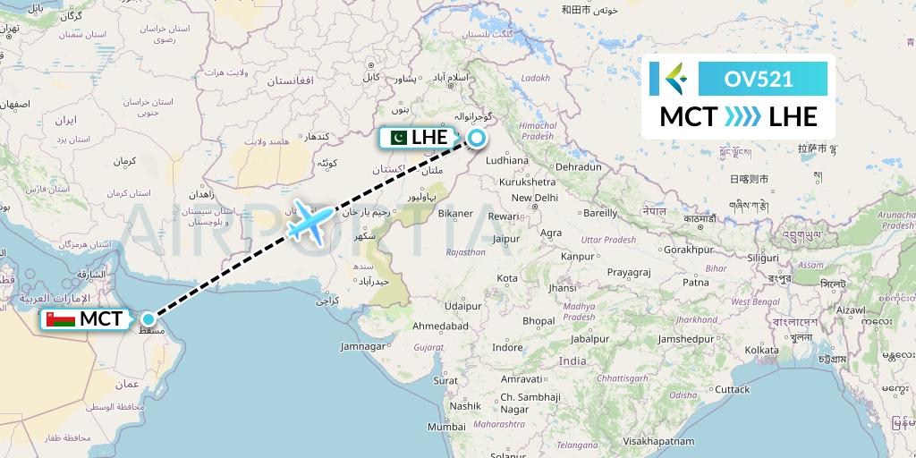 OV521 SalamAir Flight Map: Muscat to Lahore