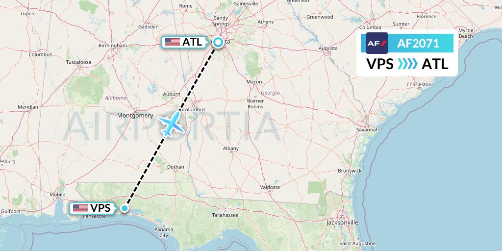 AF2071 Air France Flight Map: Valparaiso to Atlanta