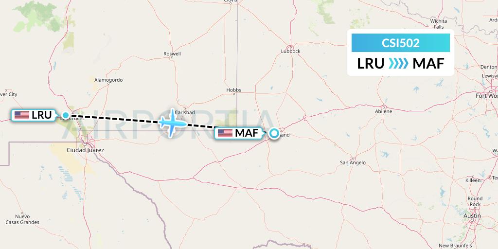CSI502 Csi Aviation Flight Map: Las Cruces to Midland