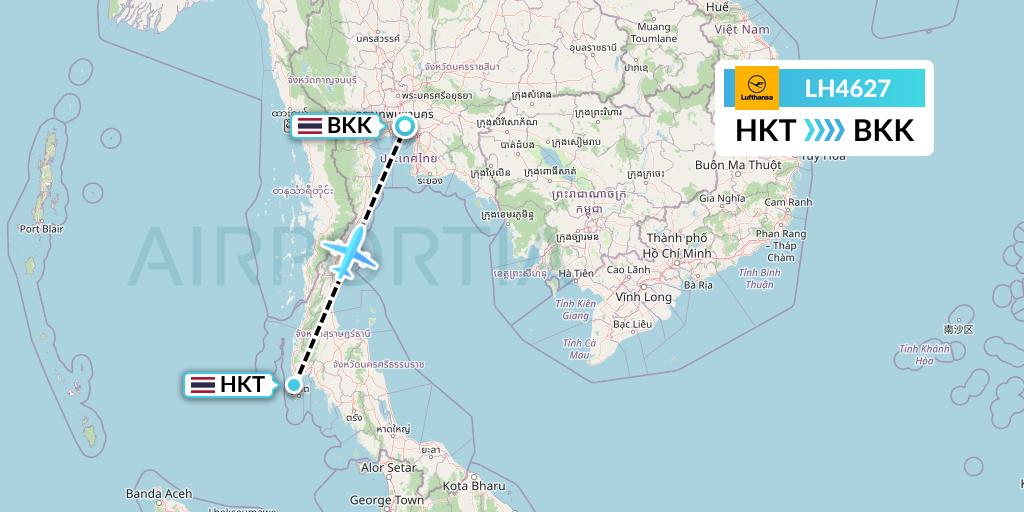 LH4627 Lufthansa Flight Map: Phuket to Bangkok