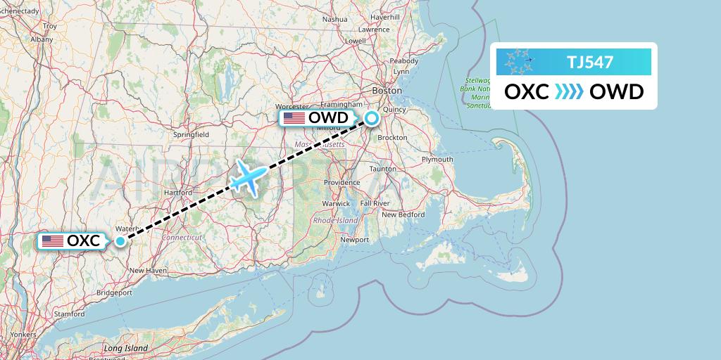 TJ547 Tradewind Aviation Flight Map: Oxford to Norwood