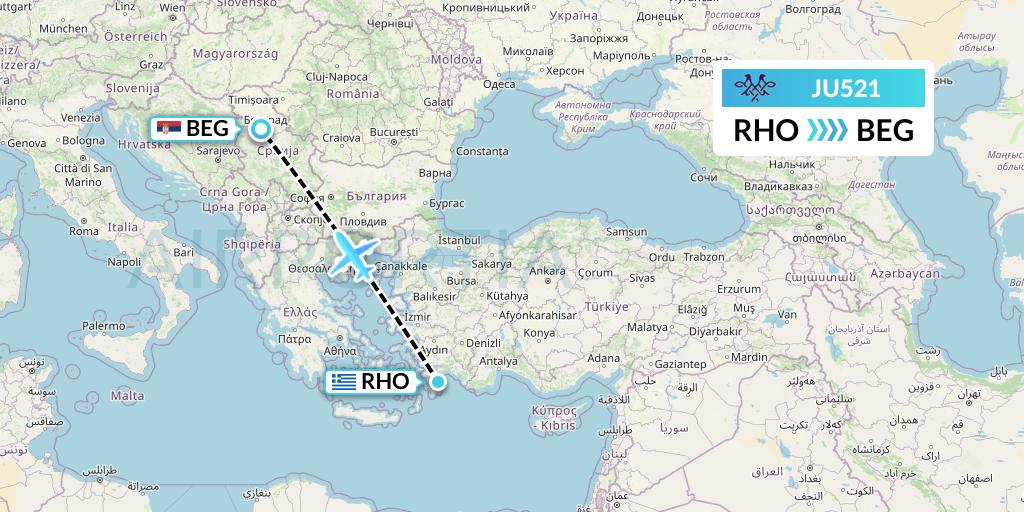 JU521 Flight Status AirSERBIA Rhodes to Belgrade (ASL521)