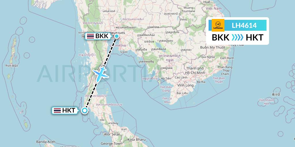 LH4614 Lufthansa Flight Map: Bangkok to Phuket