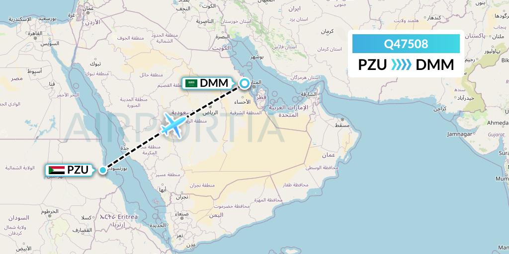 Q47508 Euroairlines Flight Map: Port Sudan to Dammam