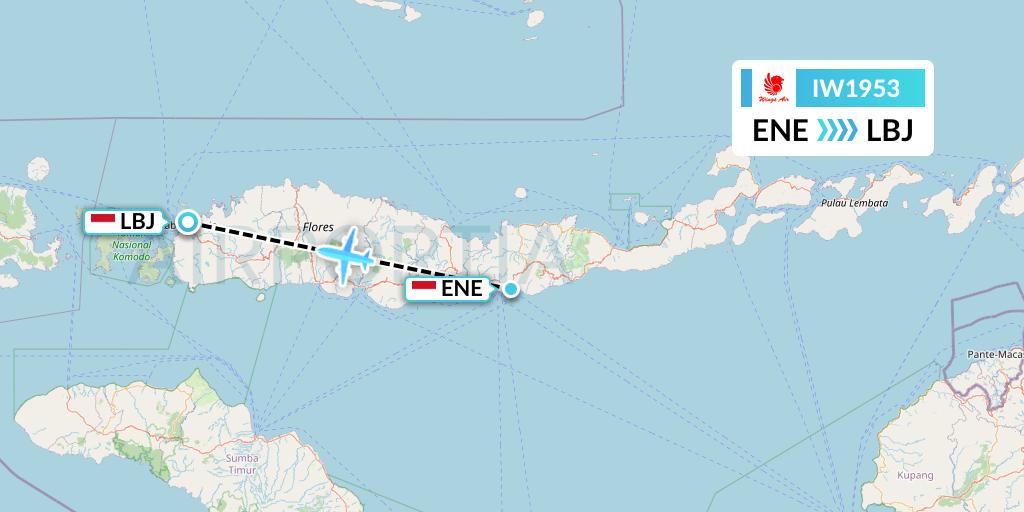IW1953 Wings Air Flight Map: Ende to Labuan Bajo