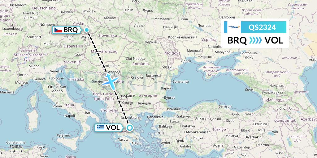 QS2324 Flight Status Smartwings Brno to Volos (TVS2324)