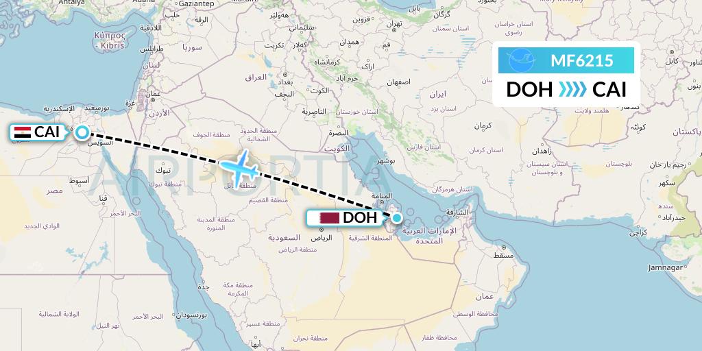 MF6215 Xiamen Airlines Flight Map: Doha to Cairo