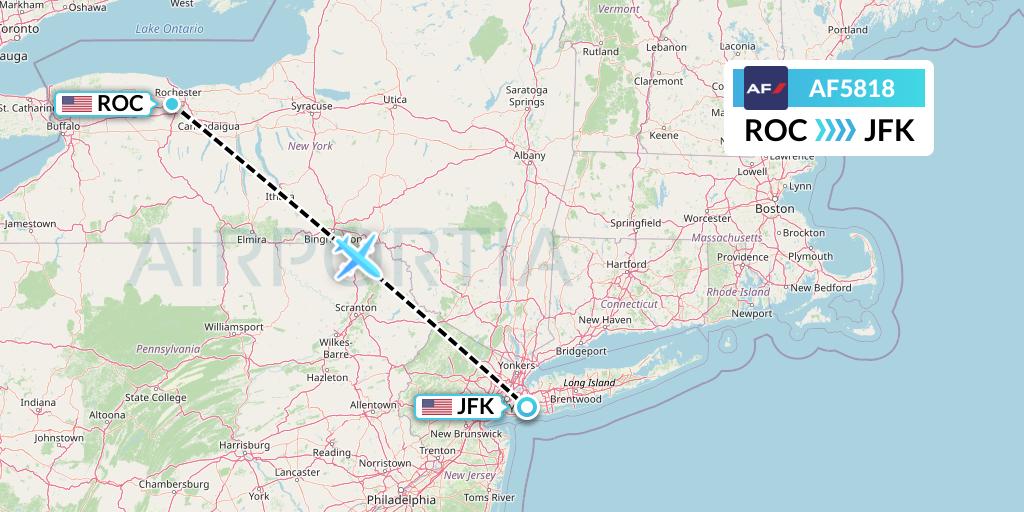 AF5818 Air France Flight Map: Rochester to New York