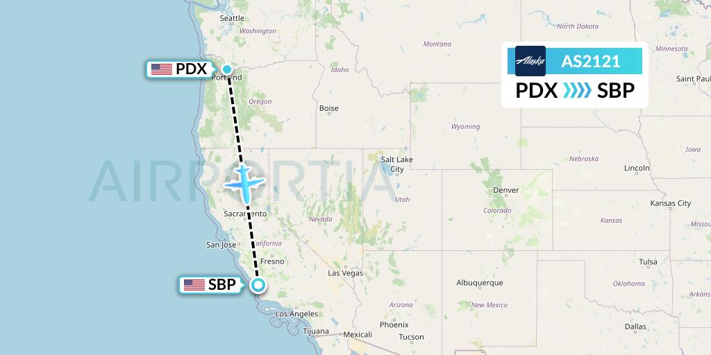 AS2121 Alaska Airlines Flight Map: Portland to San Luis Obispo