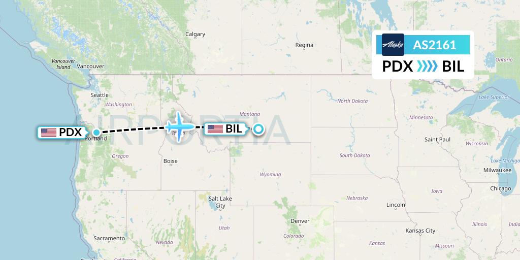 AS2161 Alaska Airlines Flight Map: Portland to Billings
