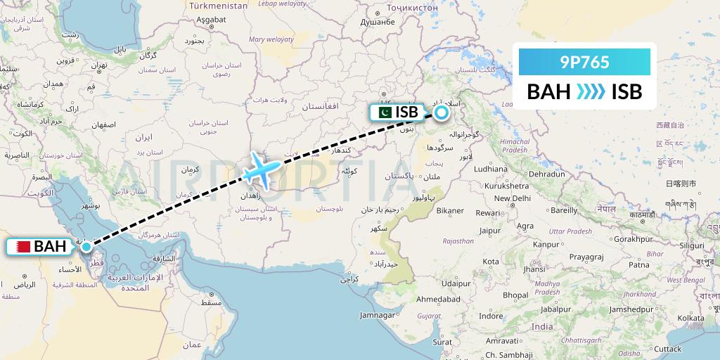 9P765 Fly Jinnah Flight Map: Bahrain to Islamabad