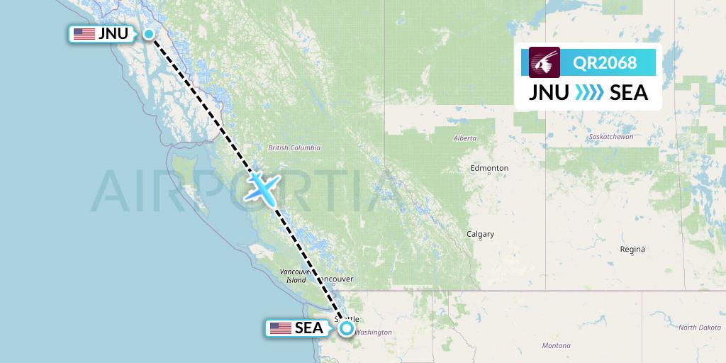 QR2068 Qatar Airways Flight Map: Juneau to Seattle