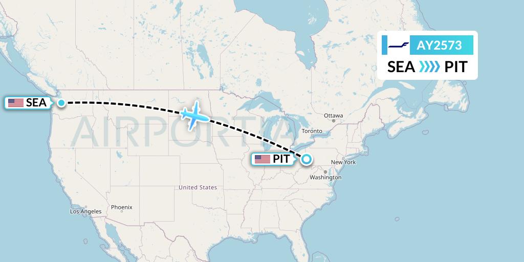 AY2573 Finnair Flight Map: Seattle to Pittsburgh