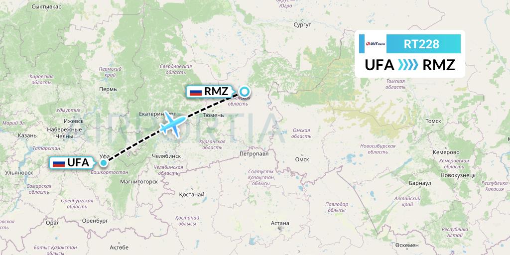RT228 UVT aero Flight Map: Ufa to Tobolsk