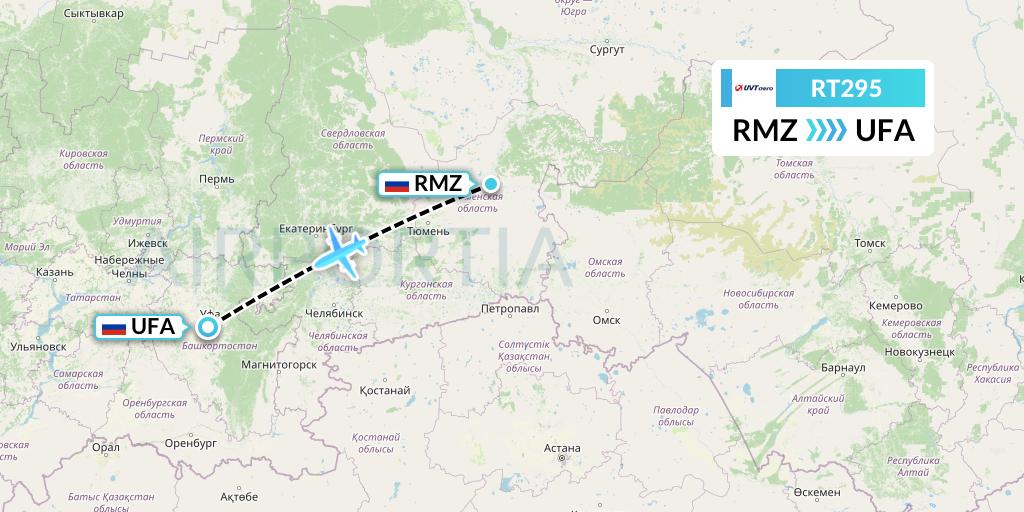 RT295 UVT aero Flight Map: Tobolsk to Ufa