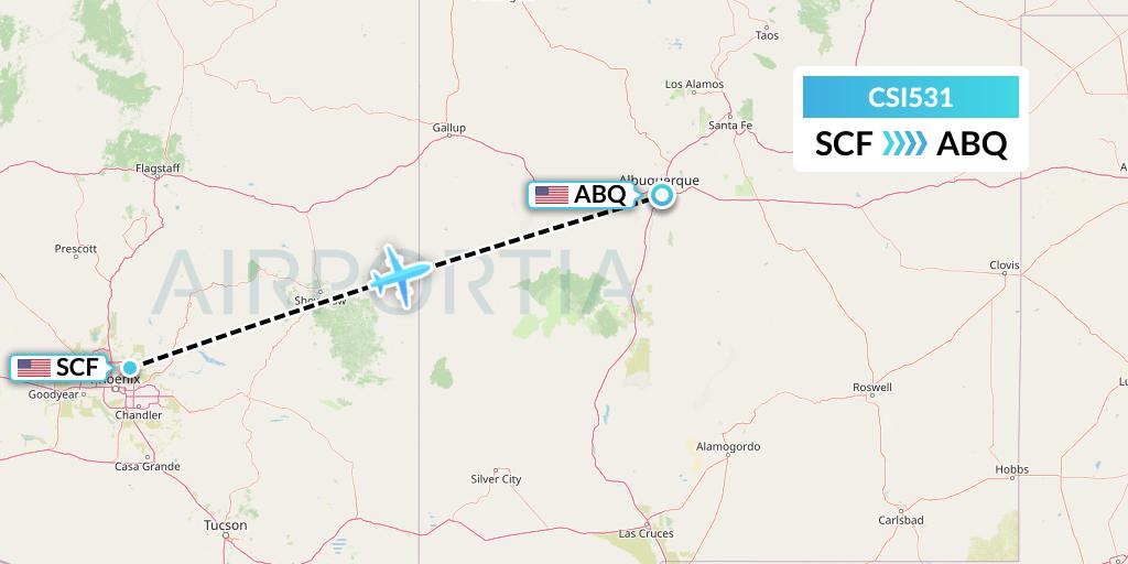CSI531 Csi Aviation Flight Map: Scottsdale to Albuquerque
