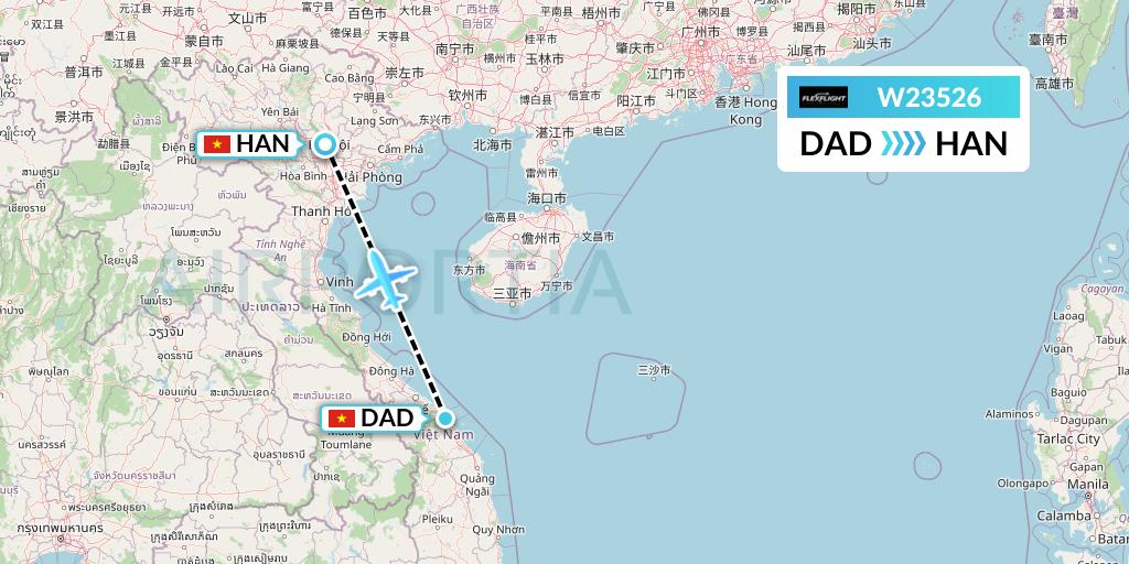 W23526 Flex Flight Flight Map: Da Nang to Hanoi