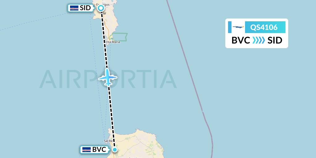 QS4106 Smartwings Flight Map: Boa Vista to Espargos
