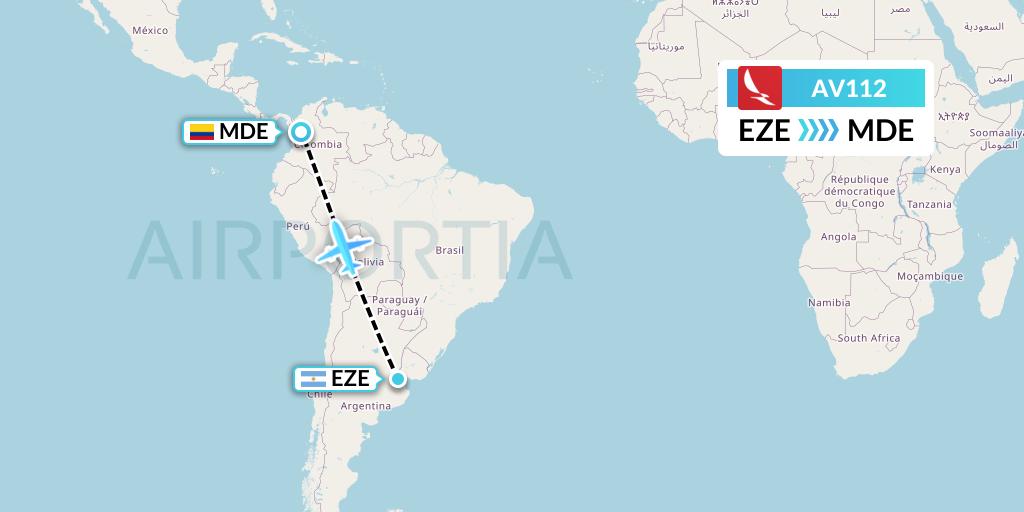 AV112 Avianca Flight Map: Buenos Aires to Medellin