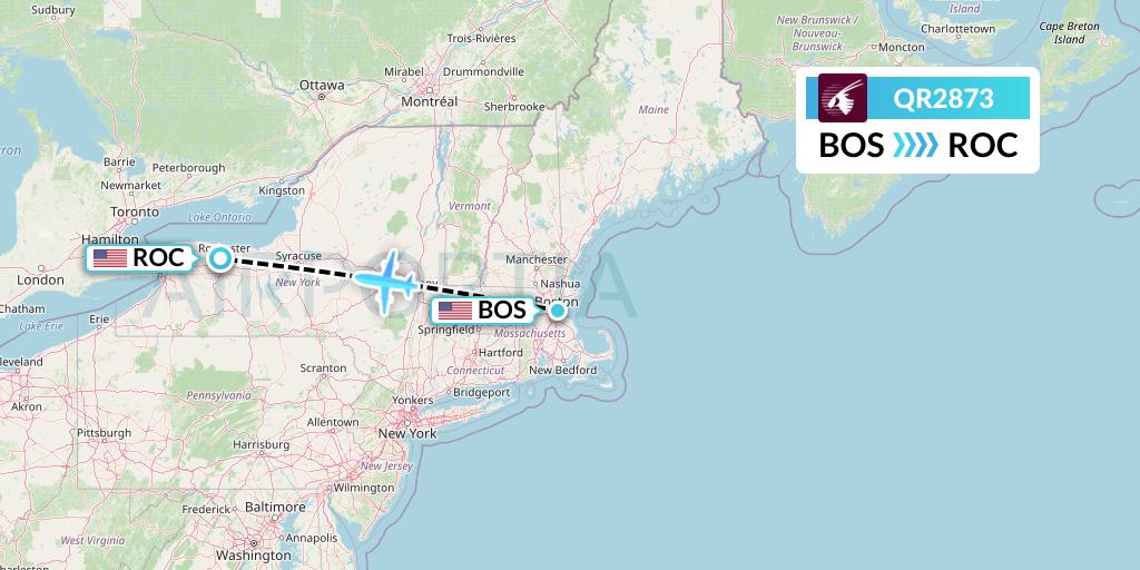 QR2873 Flight Status Qatar Airways Boston to Rochester (QTR2873)