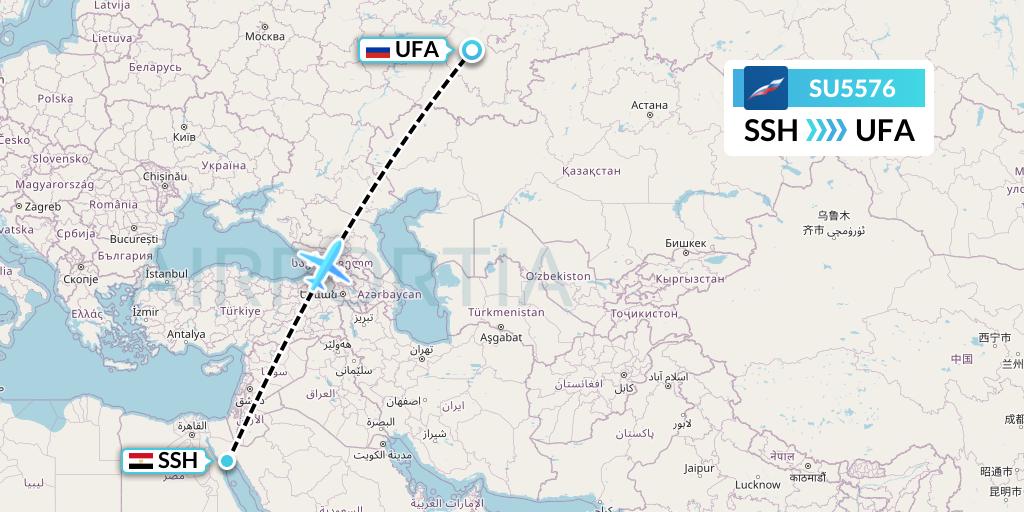 SU5576 Aeroflot Flight Map: Sharm el-Sheikh to Ufa