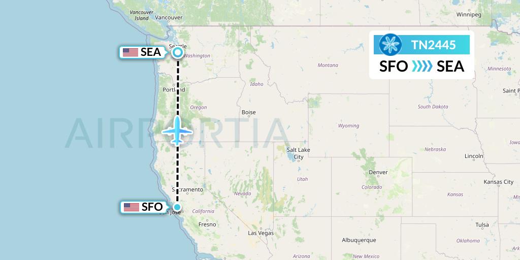 TN2445 Air Tahiti Nui Flight Map: San Francisco to Seattle