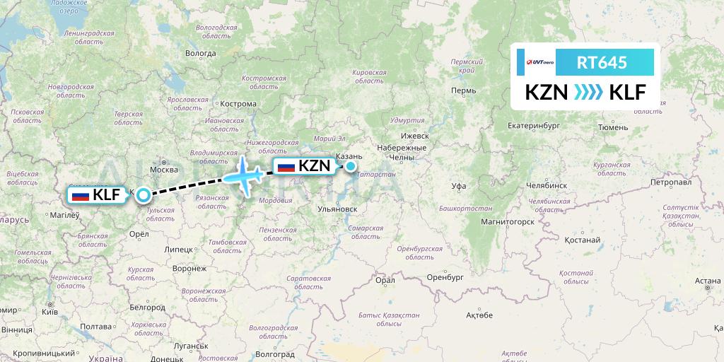 RT645 UVT aero Flight Map: Kazan to Kaluga