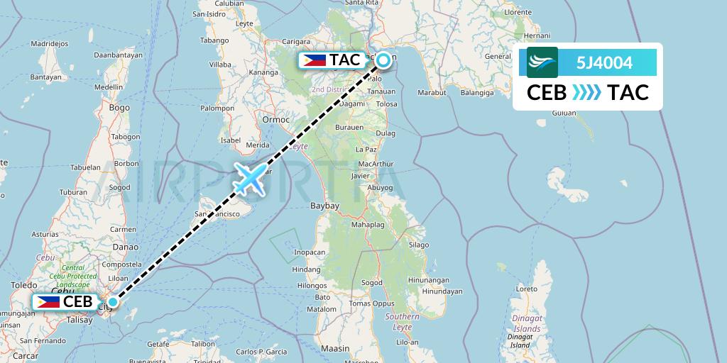 5J4004 CEBU Pacific Air Flight Map: Cebu to Tacloban