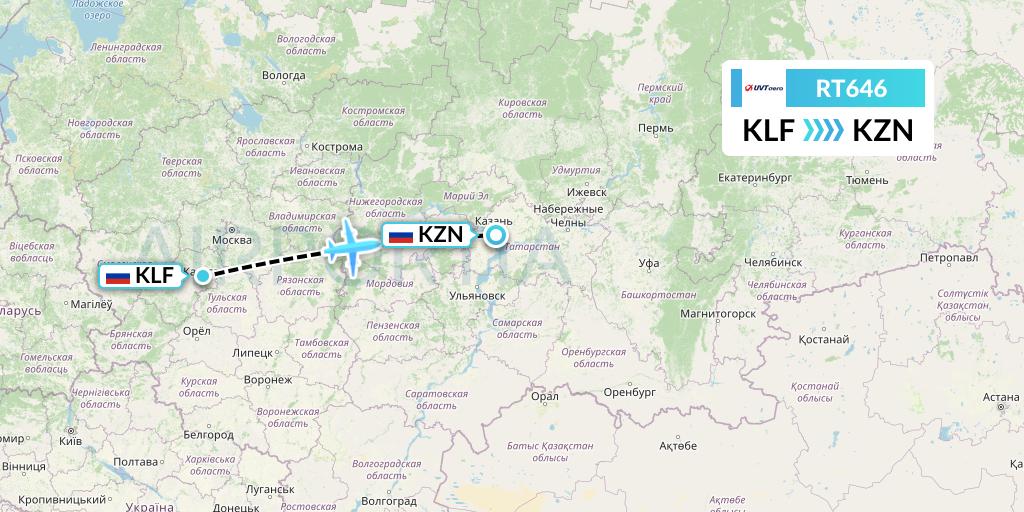 RT646 UVT aero Flight Map: Kaluga to Kazan