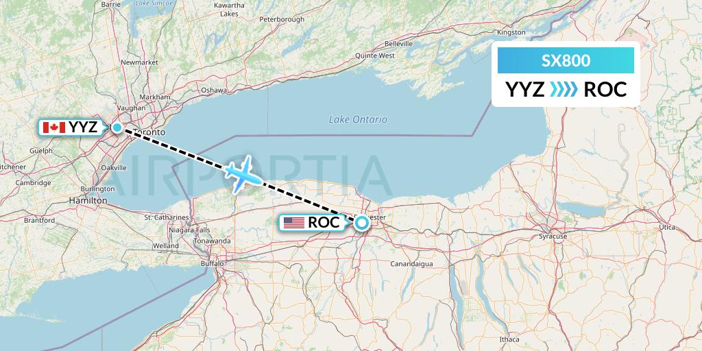 SX800 Flygta Airlines Flight Map: Toronto to Rochester