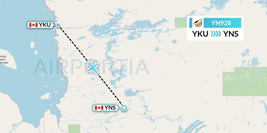 YN928 Air Creebec Flight Map: Chisasibi to Nemiscau