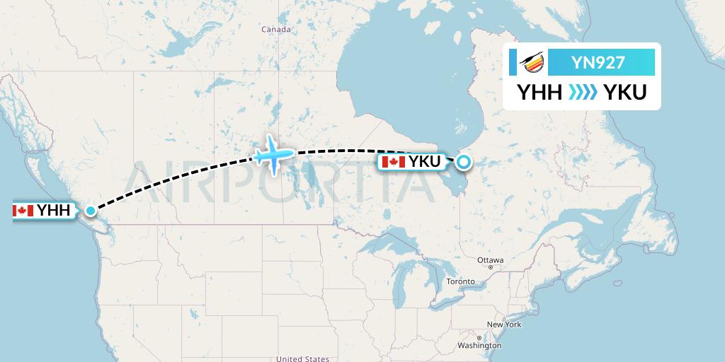 YN927 Air Creebec Flight Map: Campbell River to Chisasibi